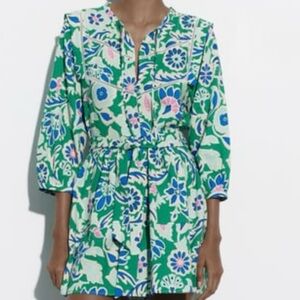 Zara multicolored floral print mini dress